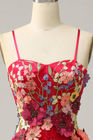 Load image into Gallery viewer, Tulle Spaghetti Straps Burgundy Long Formal Dress with Embroidery