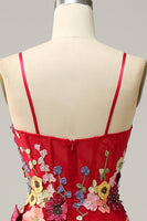 Load image into Gallery viewer, Tulle Spaghetti Straps Burgundy Long Formal Dress with Embroidery