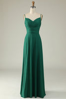 Load image into Gallery viewer, Spaghetti Straps Dark Green Long Formal Dress