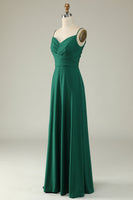 Load image into Gallery viewer, Spaghetti Straps Dark Green Long Formal Dress