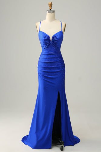 Sparkly Royal Blue Long Formal Dress with Beading