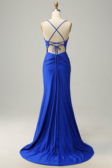 Sparkly Royal Blue Long Formal Dress with Beading