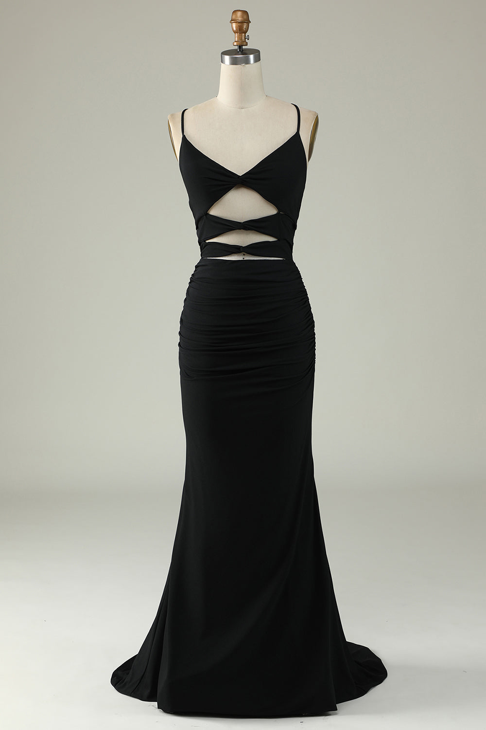Mermaid Lace-Up Back Black Long Formal Dress
