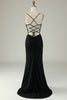 Load image into Gallery viewer, Mermaid Lace-Up Back Black Long Formal Dress