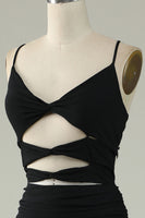 Load image into Gallery viewer, Mermaid Lace-Up Back Black Long Formal Dress