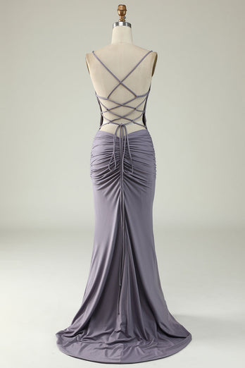 Mermaid Lace-Up Back Cut Out Black Long Formal Dress
