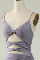 Load image into Gallery viewer, Mermaid Lace-Up Back Grey Purple Long Formal Dress