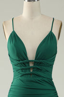 Load image into Gallery viewer, Mermaid Deep V-Neck Dark Green Long Formal Dress