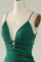 Load image into Gallery viewer, Mermaid Deep V-Neck Dark Green Long Formal Dress