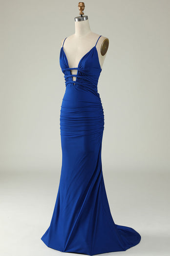 Mermaid Deep V-Neck Dark Green Long Formal Dress