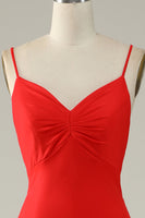 Load image into Gallery viewer, Mermaid Spaghetti Straps Red Long Formal Dress with Slit