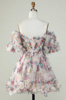 Load image into Gallery viewer, Off the Shoulder Short Formal Dress with Floral Print