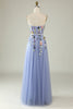 Load image into Gallery viewer, A-Line Strapless Lavender Long Formal Dress with Appliques