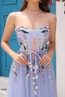 Load image into Gallery viewer, Lavender A Line Sweetheart Formal Dress with Appliques