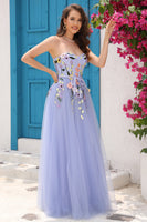 Load image into Gallery viewer, Lavender A Line Sweetheart Formal Dress with Appliques
