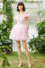 Load image into Gallery viewer, Pink Off the Shoulder Corset Short Formal Dress With Flowers