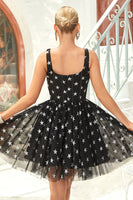 Load image into Gallery viewer, Black A Line Tulle Short Formal Dress with Stars