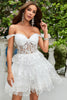 Load image into Gallery viewer, Princess A Line White Corset Tiered Short Formal Dress with Lace
