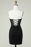 Load image into Gallery viewer, Bodycon Sweetheart Black Corset Short Formal Dress with Appliques