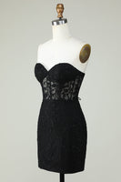 Load image into Gallery viewer, Bodycon Sweetheart Black Corset Short Formal Dress with Appliques