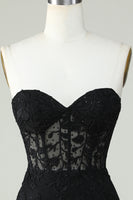 Load image into Gallery viewer, Bodycon Sweetheart Black Corset Short Formal Dress with Appliques