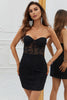 Load image into Gallery viewer, Black Corset Lace Tight Short Formal Dress