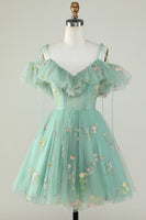 Load image into Gallery viewer, Lavender Off the Shoulder Corset Short Formal Dress with Ruffles