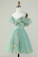 Load image into Gallery viewer, Lavender Off the Shoulder Corset Short Formal Dress with Ruffles