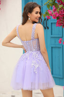 Load image into Gallery viewer, Lilac Corset Straps A-Line Short Formal Dress