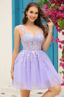 Load image into Gallery viewer, Lilac Corset Straps A-Line Short Formal Dress