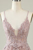 Load image into Gallery viewer, V-Neck Light Purple Beaded Short Formal Dress with Appliques
