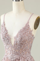Load image into Gallery viewer, V-Neck Blush Beaded Short Formal Dress with Appliques