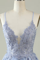 Load image into Gallery viewer, V-Neck Blush Beaded Short Formal Dress with Appliques