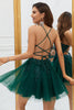 Load image into Gallery viewer, A Line Spaghetti Straps Light Purple Short Formal Dress with Appliques
