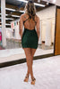Load image into Gallery viewer, Backless Halter Dark Green Short Formal Dress with Beading