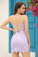 Load image into Gallery viewer, Lilac Lace Tight Short Formal Dress