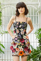 Load image into Gallery viewer, Black Spaghetti Straps Sheath Short Formal Dress with 3D Flowers