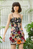 Load image into Gallery viewer, Black Spaghetti Straps Sheath Short Formal Dress with 3D Flowers