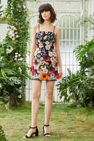 Load image into Gallery viewer, Black Spaghetti Straps Sheath Short Formal Dress with 3D Flowers