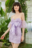 Load image into Gallery viewer, Sweetheart Purple Short Formal Dress with Appliques