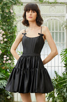Load image into Gallery viewer, A-Line Spaghetti Straps Black Short Formal Dress