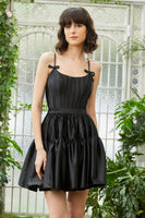 Load image into Gallery viewer, A-Line Spaghetti Straps Black Short Formal Dress