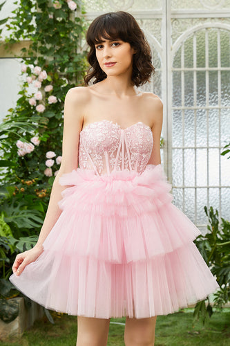 A-Line Sweetheart Pink Short Formal Dress