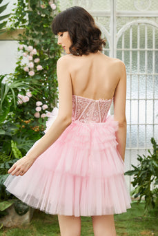 A-Line Sweetheart Pink Short Formal Dress