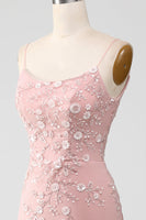 Load image into Gallery viewer, Mermiad Blush Spaghetti Straps Formal Dress with Appliques