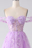 Load image into Gallery viewer, Lilac A-Line Off The Shoulder Beaded Corset Formal Dress