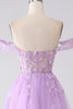 Load image into Gallery viewer, Lilac A-Line Off The Shoulder Beaded Corset Formal Dress