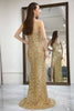 Load image into Gallery viewer, Glitter Golden Mermaid Backless Long Formal Dress With Slit