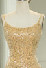 Load image into Gallery viewer, Sparkly Golden Mermaid Backless Long Prom Dress With Slit
