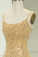Load image into Gallery viewer, Sparkly Golden Mermaid Backless Long Prom Dress With Slit